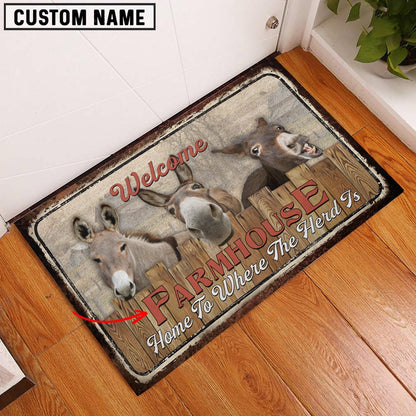 Farm House Door Mat, Donkey Personalized Welcome Doormat, Custom Welcome Mats