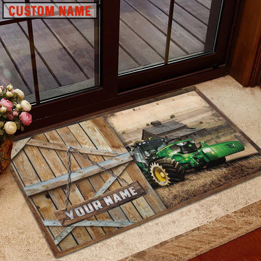 Farm House Door Mat, Farm Tractor Barn Custom Name Doormat, Custom Welcome Mats