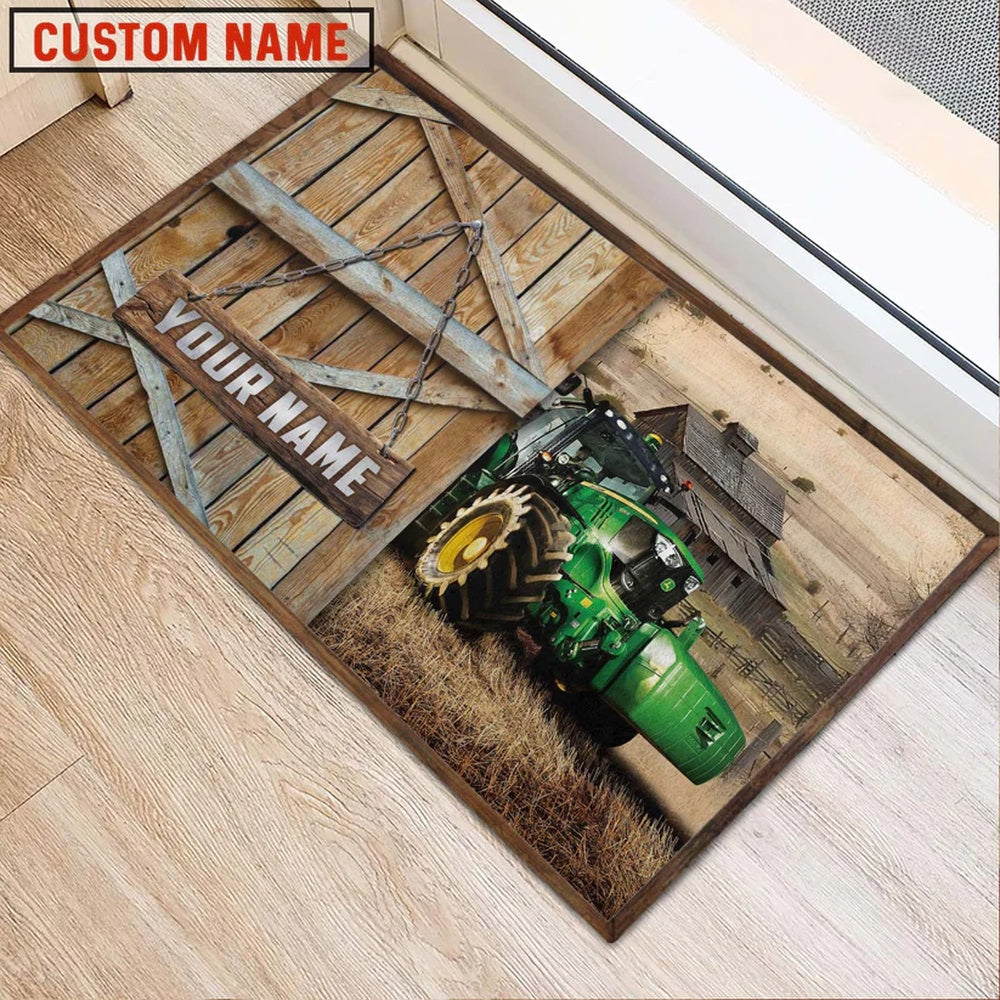Farm House Door Mat, Farm Tractor Barn Custom Name Doormat, Custom Welcome Mats