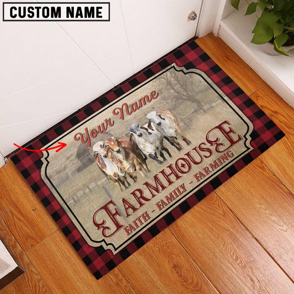 Farm House Door Mat, GYR Faith Family Farming Custom Name Doormat, Custom Welcome Mats