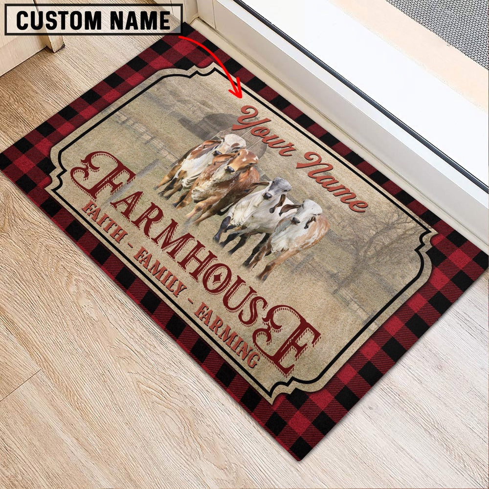 Farm House Door Mat, GYR Faith Family Farming Custom Name Doormat, Custom Welcome Mats