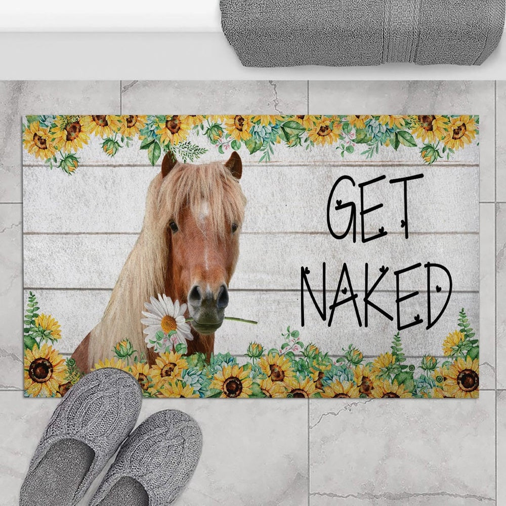 Farm House Door Mat, Gaited Breeds Get Naked Doormat, Custom Welcome Mats