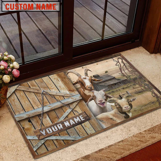 Farm House Door Mat, Goat Barn Custom Name Doormat, Custom Welcome Mats