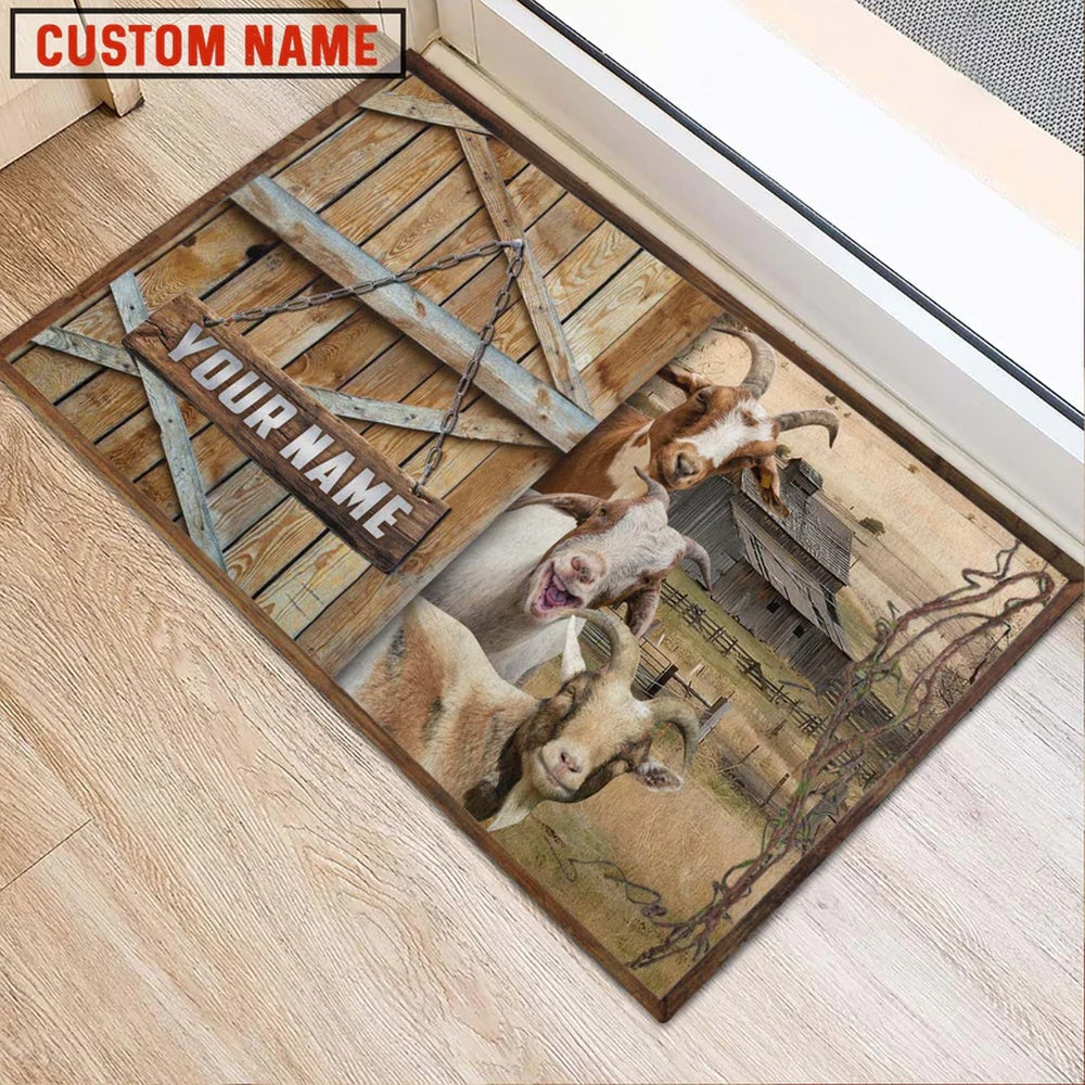 Farm House Door Mat, Goat Barn Custom Name Doormat, Custom Welcome Mats