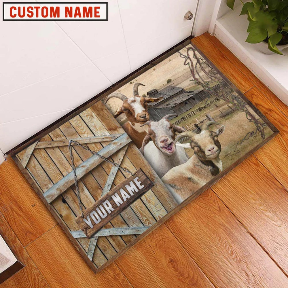 Farm House Door Mat, Goat Barn Custom Name Doormat, Custom Welcome Mats