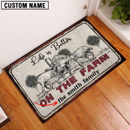 Farm House Door Mat, Goat Life is Better Custom Name Doormat, Custom Welcome Mats