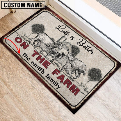 Farm House Door Mat, Goat Life is Better Custom Name Doormat, Custom Welcome Mats