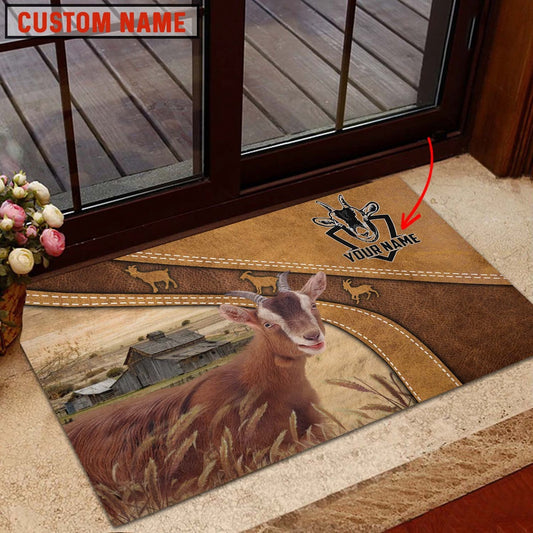 Farm House Door Mat, Goat Personalized Welcome Doormat, Custom Welcome Mats