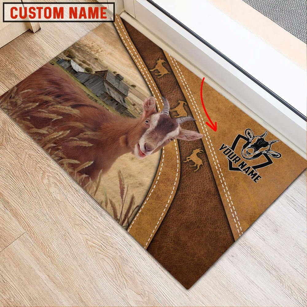 Farm House Door Mat, Goat Personalized Welcome Doormat, Custom Welcome Mats