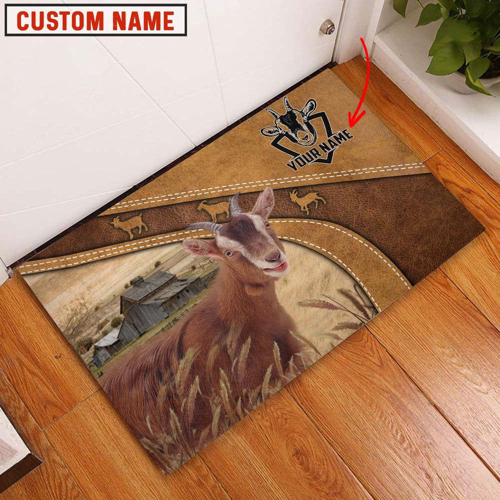Farm House Door Mat, Goat Personalized Welcome Doormat, Custom Welcome Mats