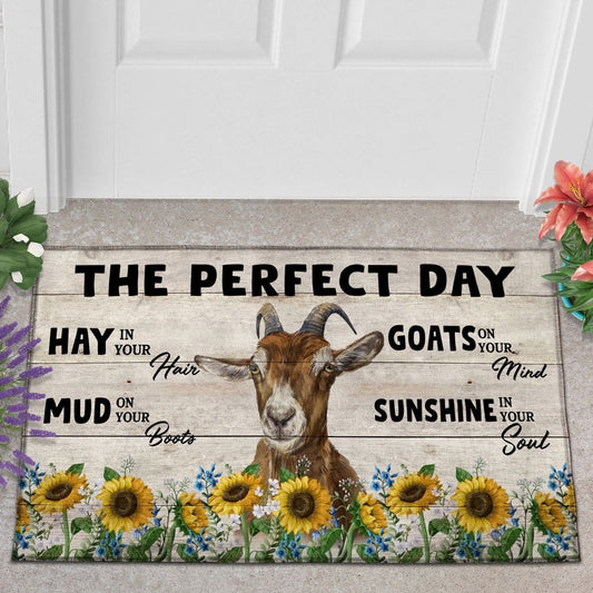 Farm House Door Mat, Goat The Perfect Day Doormat, Custom Welcome Mats