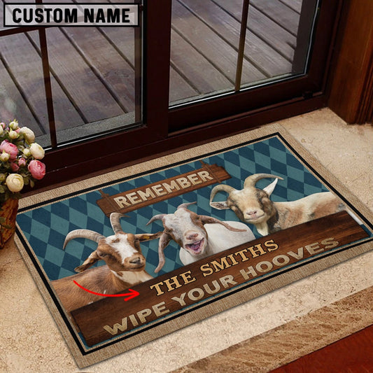 Farm House Door Mat, Goat Wipe Your Hooves Custom Name Doormat, Custom Welcome Mats