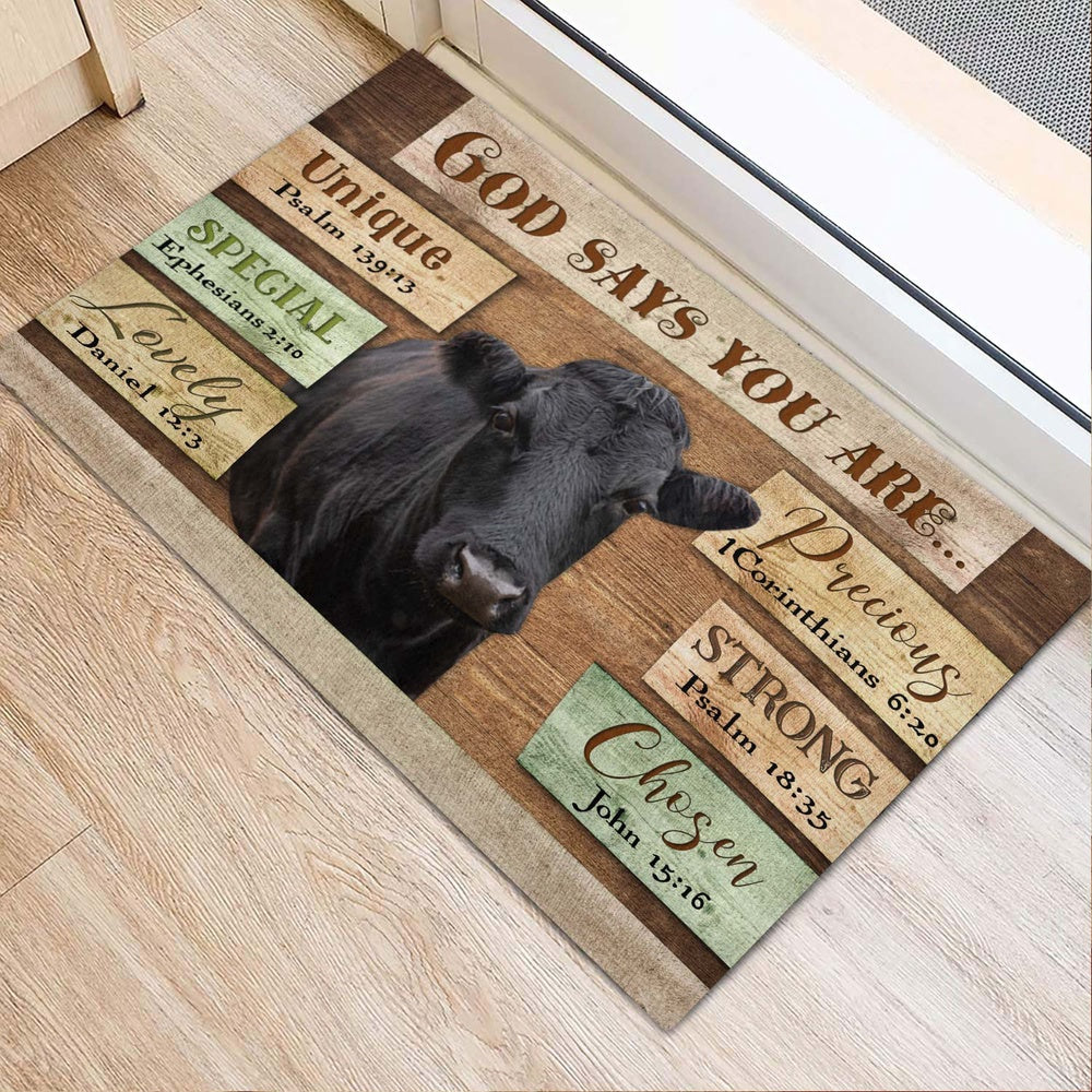 Farm House Door Mat, God Says You Are Dexter Cattle Doormat, Custom Welcome Mats