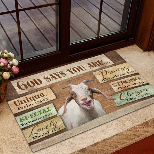 Farm House Door Mat, God Says You Are Goat Cattle Doormat, Custom Welcome Mats