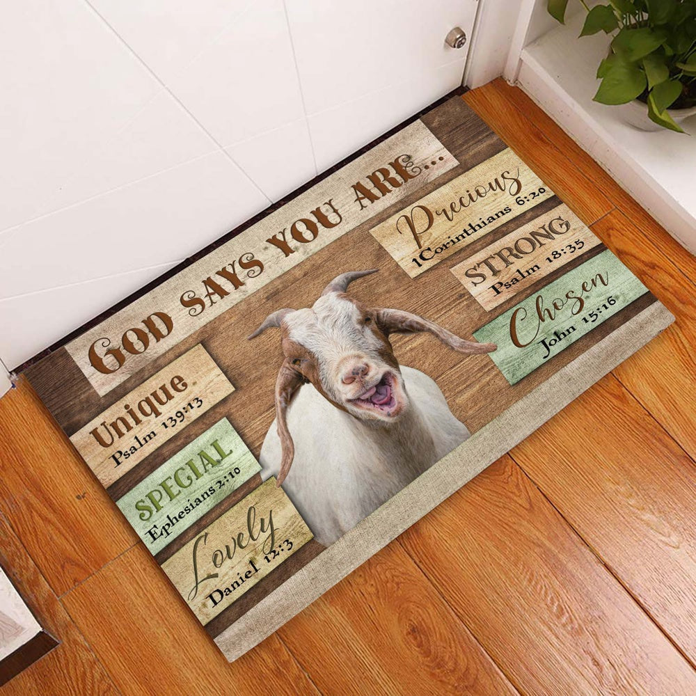 Farm House Door Mat, God Says You Are Goat Cattle Doormat, Custom Welcome Mats