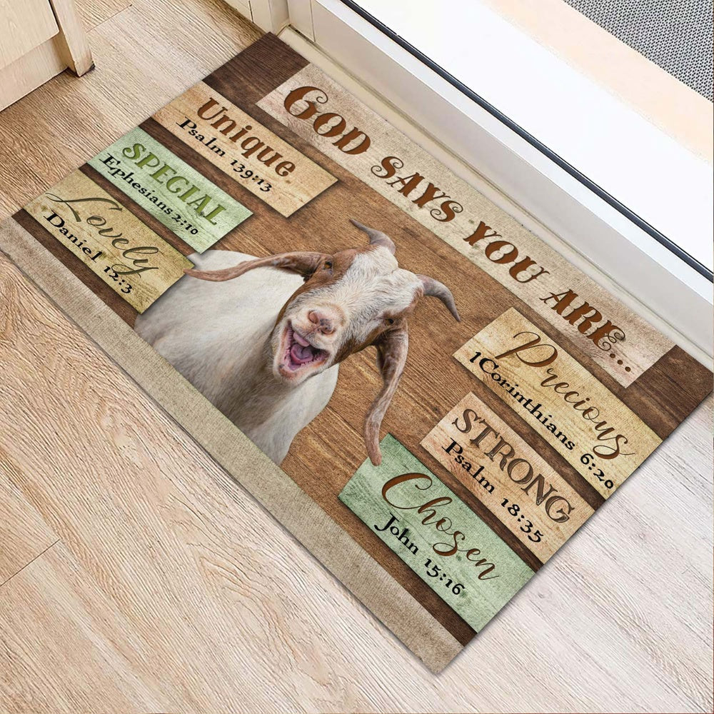 Farm House Door Mat, God Says You Are Goat Cattle Doormat, Custom Welcome Mats
