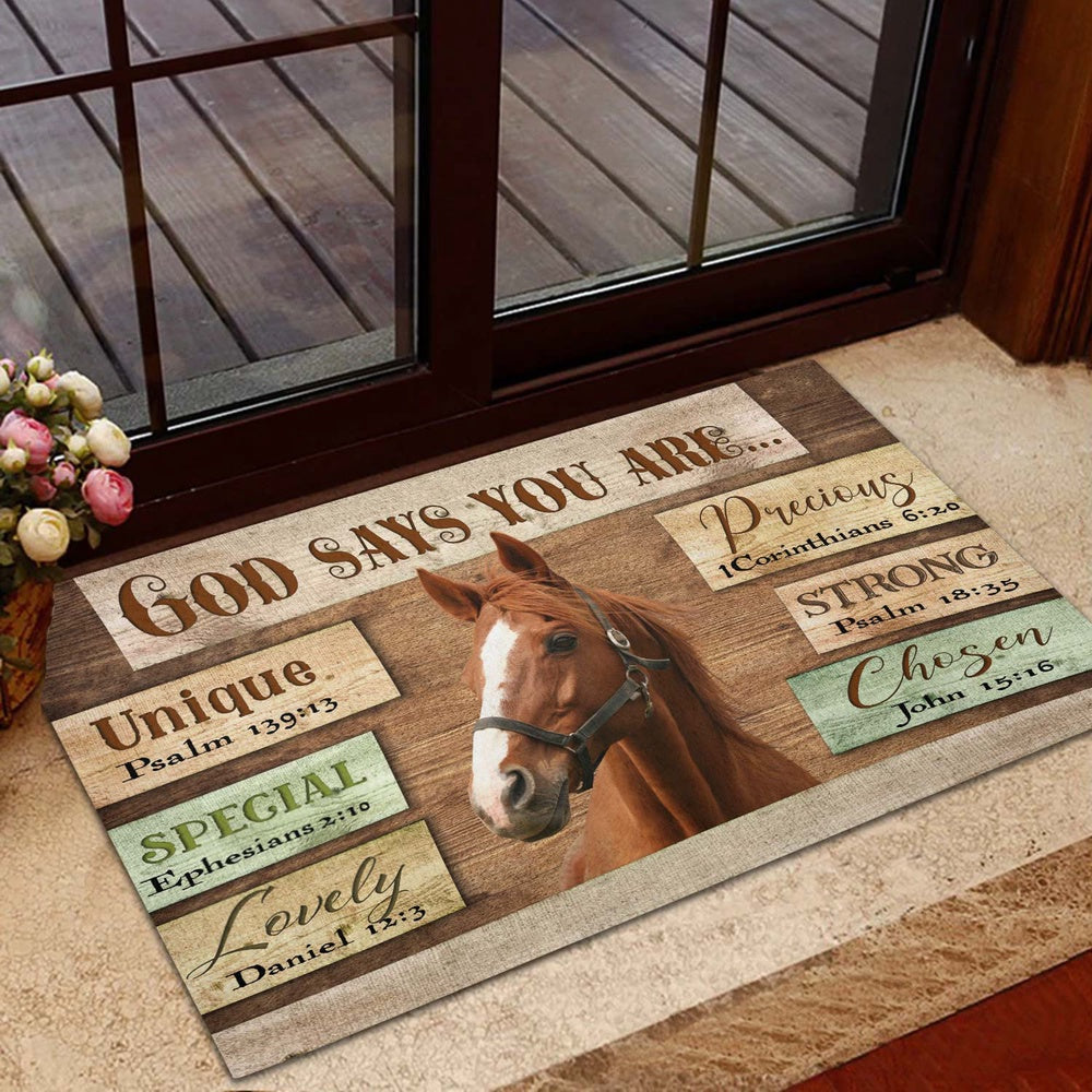 Farm House Door Mat, God Says You Are Horse Cattle Doormat, Custom Welcome Mats