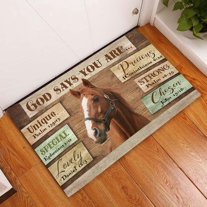 Farm House Door Mat, God Says You Are Horse Cattle Doormat, Custom Welcome Mats