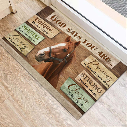 Farm House Door Mat, God Says You Are Horse Cattle Doormat, Custom Welcome Mats