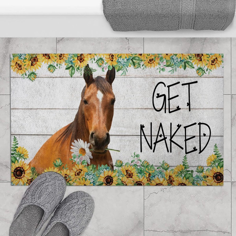 Farm House Door Mat, Grade Horses Get Naked Doormat, Custom Welcome Mats
