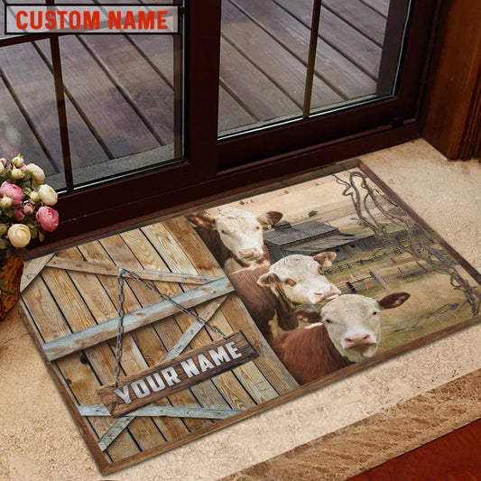 Farm House Door Mat, Hereford Barn Custom Name Doormat, Custom Welcome Mats