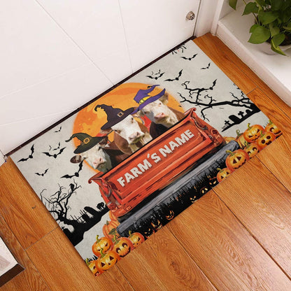 Farm House Door Mat, Hereford Custom Farm Name Halloween Doormat, Custom Welcome Mats
