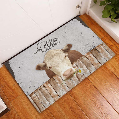 Farm House Door Mat, Hereford Hello Sweet Checks Doormat, Custom Welcome Mats