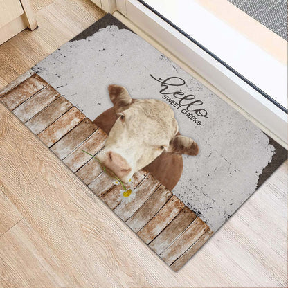 Farm House Door Mat, Hereford Hello Sweet Checks Doormat, Custom Welcome Mats