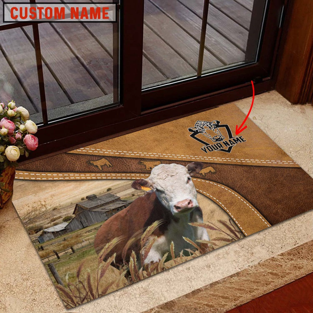 Farm House Door Mat, Hereford Personalized Welcome Doormat, Custom Welcome Mats