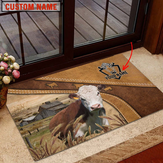 Farm House Door Mat, Hereford Personalized Welcome Doormat, Custom Welcome Mats