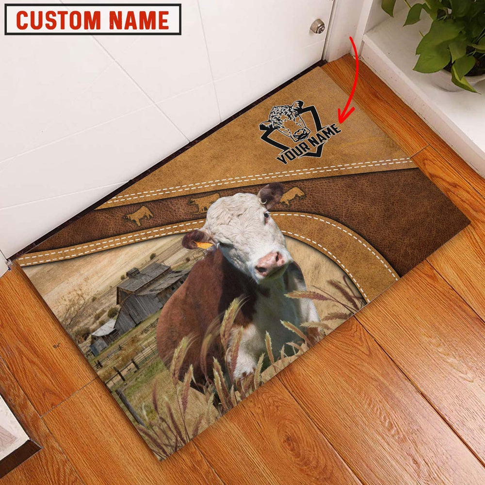 Farm House Door Mat, Hereford Personalized Welcome Doormat, Custom Welcome Mats