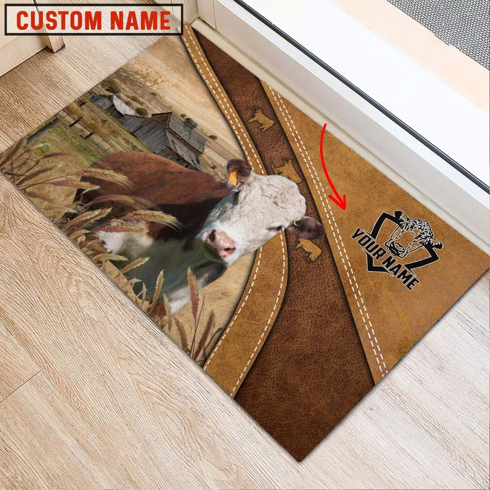 Farm House Door Mat, Hereford Personalized Welcome Doormat, Custom Welcome Mats