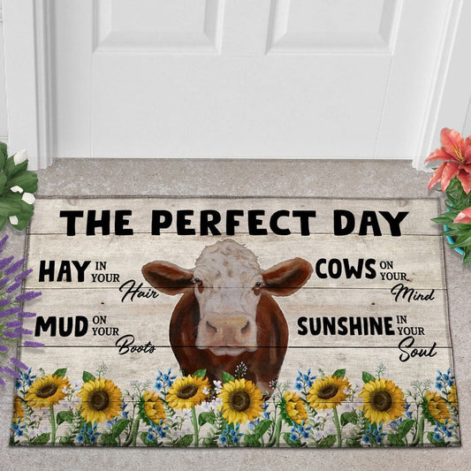 Farm House Door Mat, Hereford The Perfect Day Doormat, Custom Welcome Mats