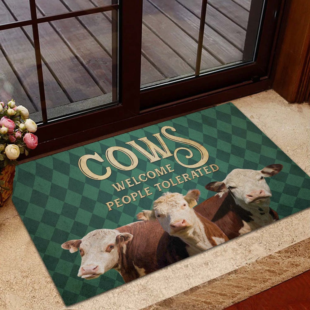 Farm House Door Mat, Hereford Welcome People Tolerated Doormat, Custom Welcome Mats