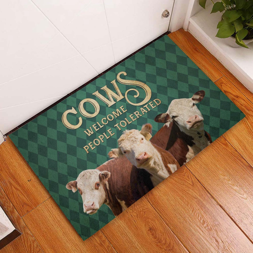 Farm House Door Mat, Hereford Welcome People Tolerated Doormat, Custom Welcome Mats