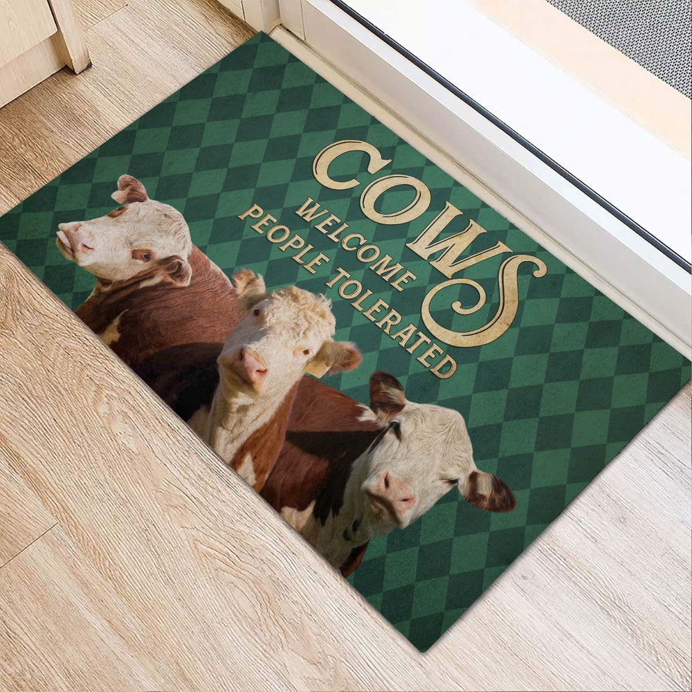 Farm House Door Mat, Hereford Welcome People Tolerated Doormat, Custom Welcome Mats
