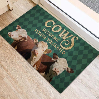 Farm House Door Mat, Hereford Welcome People Tolerated Doormat, Custom Welcome Mats
