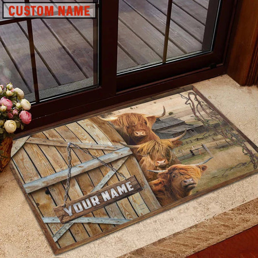 Farm House Door Mat, Highland Barn Custom Name Doormat, Custom Welcome Mats