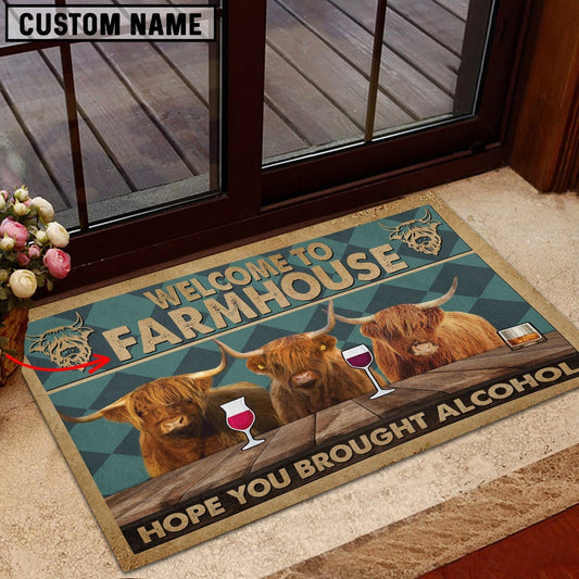Farm House Door Mat, Highland Hope You Bought Alcohol Custom Name Doormat, Custom Welcome Mats