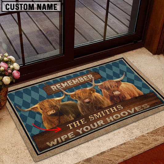 Farm House Door Mat, Highland Wipe Your Hooves Custom Name Doormat, Custom Welcome Mats