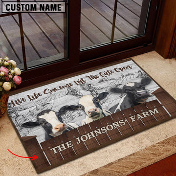 Farm House Door Mat, Holstein Custom Name Live Like Someone Left The Gate Open Doormat, Custom Welcome Mats