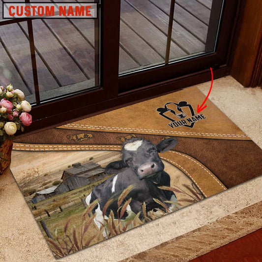 Farm House Door Mat, Holstein Personalized Welcome Doormat, Custom Welcome Mats