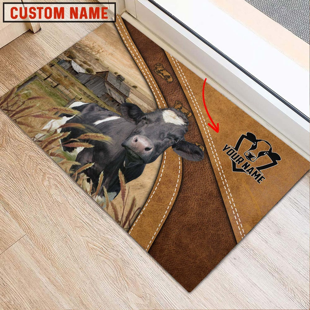 Farm House Door Mat, Holstein Personalized Welcome Doormat, Custom Welcome Mats