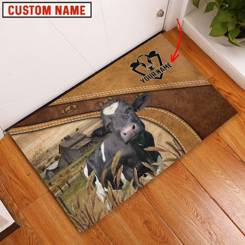 Farm House Door Mat, Holstein Personalized Welcome Doormat, Custom Welcome Mats