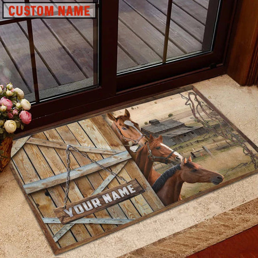 Farm House Door Mat, Horse Barn Custom Name Doormat, Custom Welcome Mats