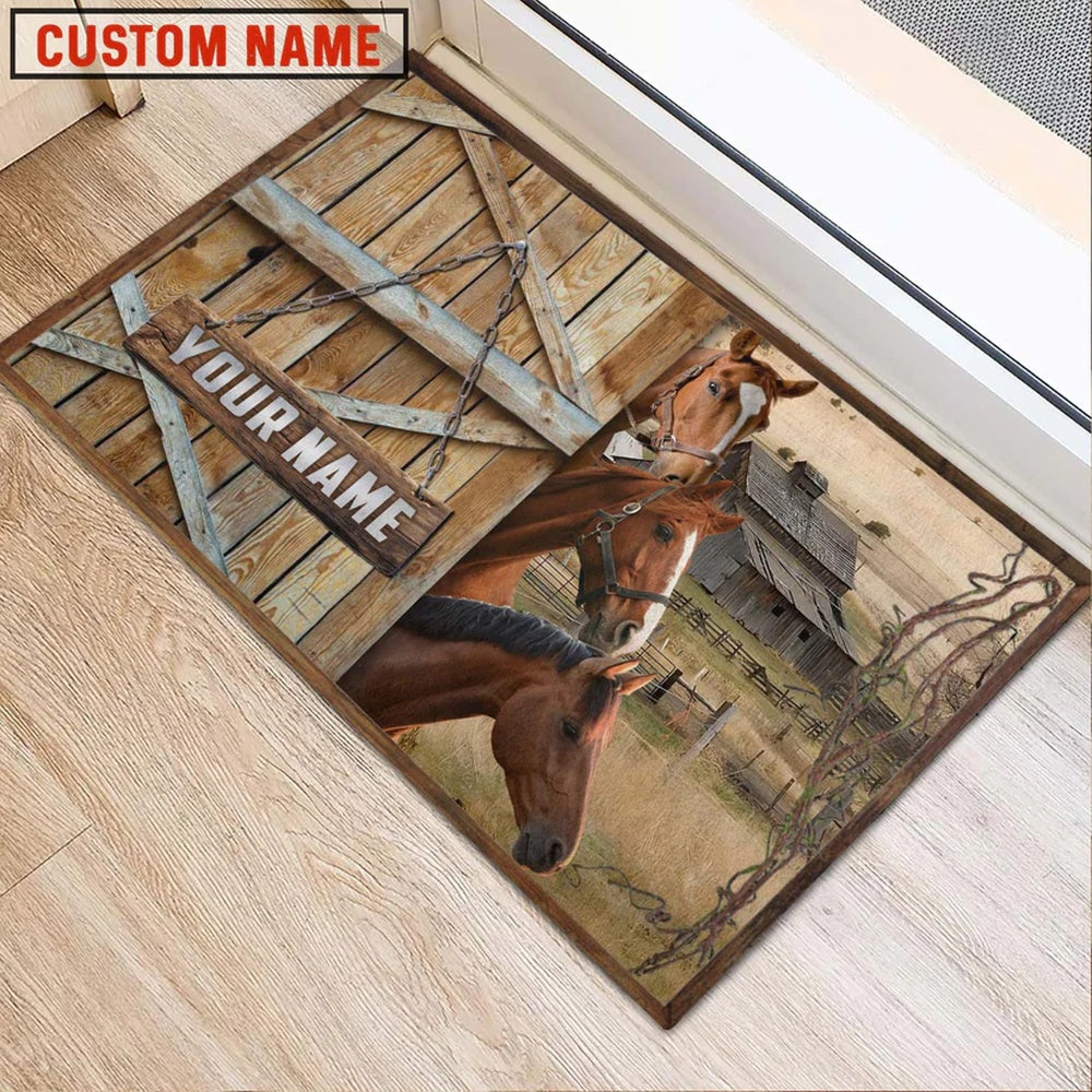 Farm House Door Mat, Horse Barn Custom Name Doormat, Custom Welcome Mats