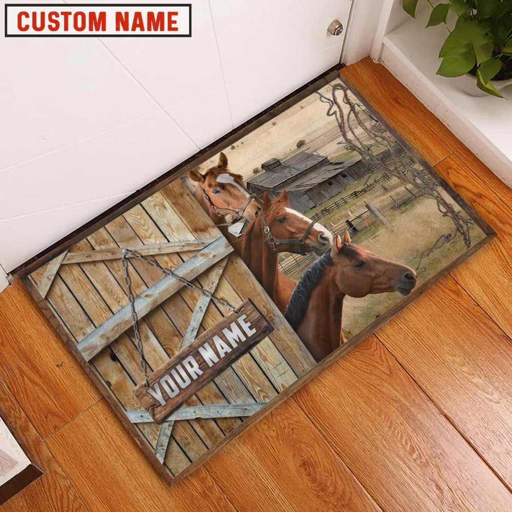 Farm House Door Mat, Horse Barn Custom Name Doormat, Custom Welcome Mats