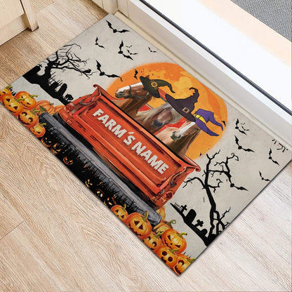 Farm House Door Mat, Horse Custom Farm Name Halloween Doormat, Custom Welcome Mats