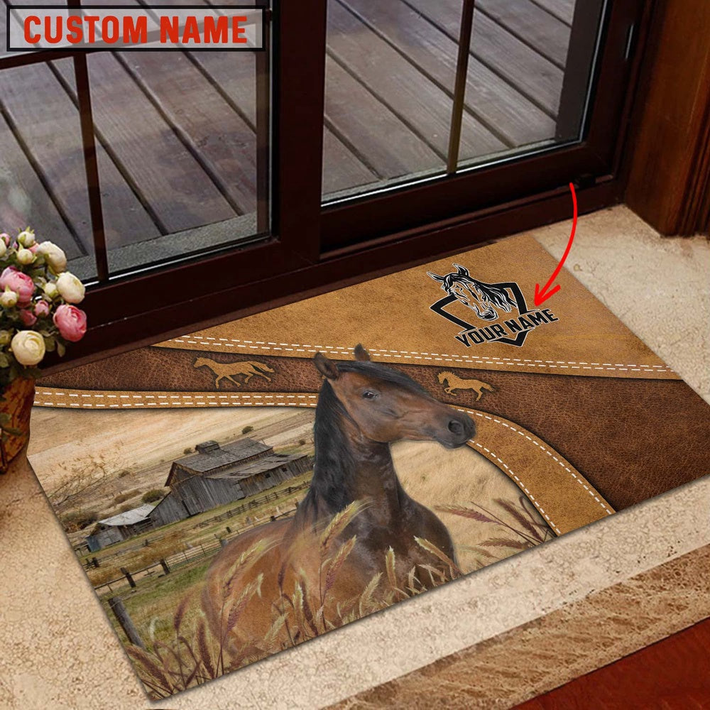 Farm House Door Mat, Horse Personalized Welcome Doormat, Custom Welcome Mats