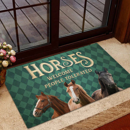 Farm House Door Mat, Horse Welcome People Tolerated Doormat, Custom Welcome Mats
